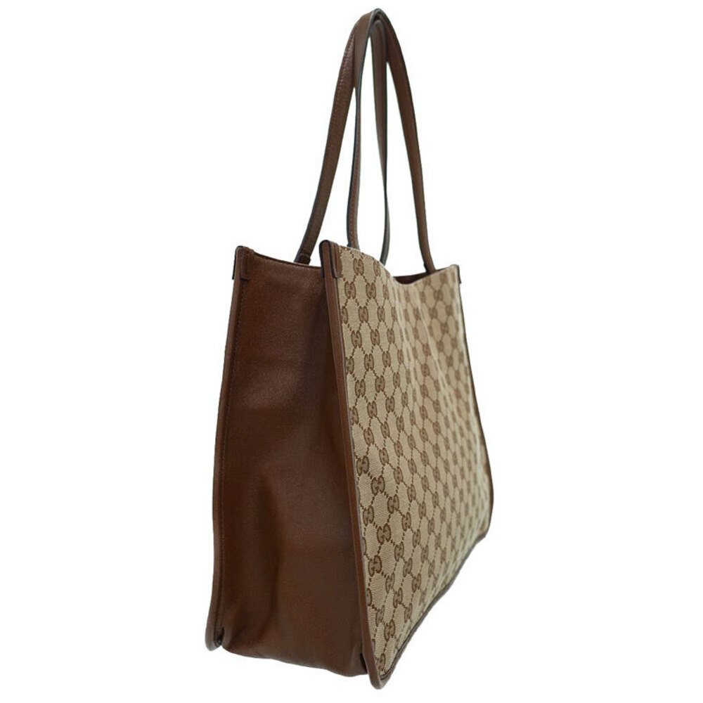 Gucci GG canvas leather Horsebit Tote Brown Bag 1955